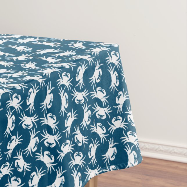 Weiße und blaue Nahkampfmuster Tischdecke (Beispiel)