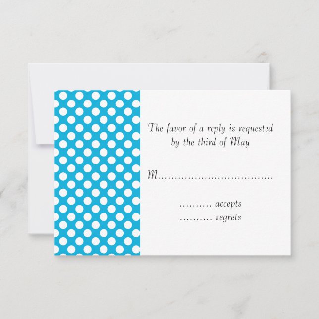 Weiße und blaue Polka Dot RSVP Karte (Vorderseite)