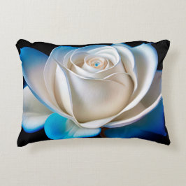 Weiße und blaue Rose Dekokissen