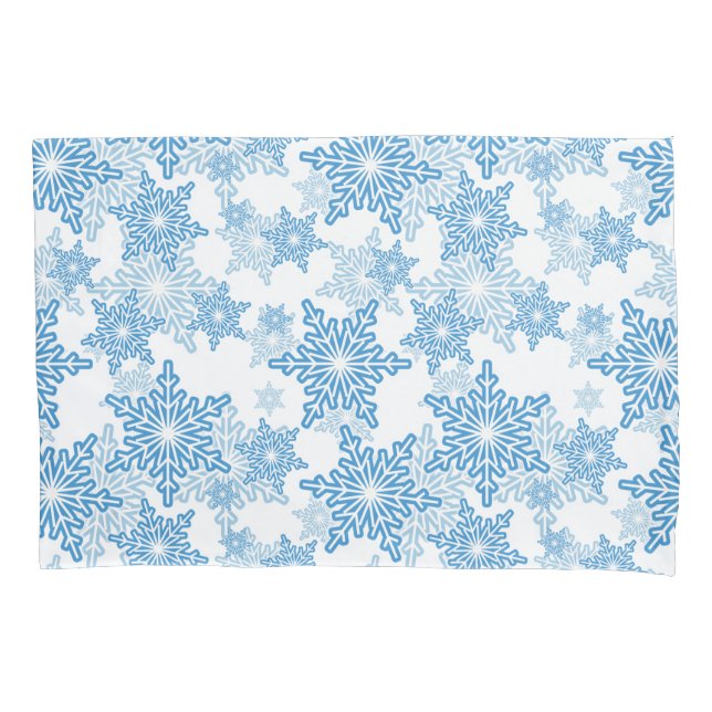 Weiße und blaue Schneeflocke Nahtloses Muster Kissenbezug (Vorderseite)