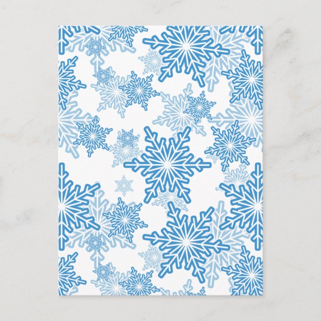 Weiße und blaue Schneeflocke Nahtloses Muster Postkarte (Vorderseite)