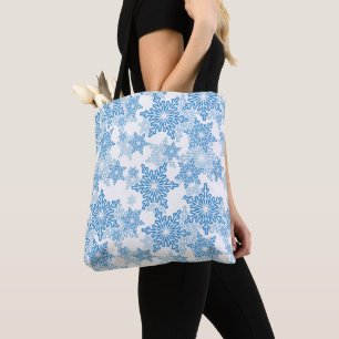 Weiße und blaue Schneeflocke Nahtloses Muster Tasche