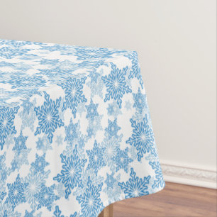 Weiße und blaue Schneeflocke Nahtloses Muster Tischdecke