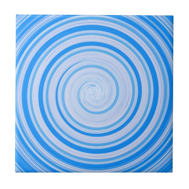 Weiße und blaue Spirale Fliese (Vorderseite)