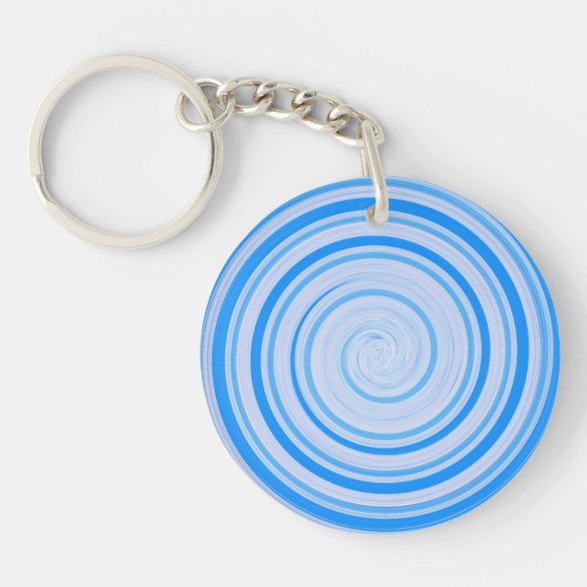 Weiße und blaue Spirale Schlüsselanhänger (Vorderseite)