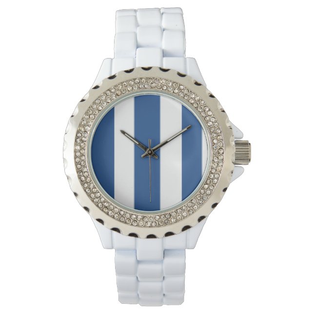 Weiße und blaue Streifen Armbanduhr (Vorderseite)