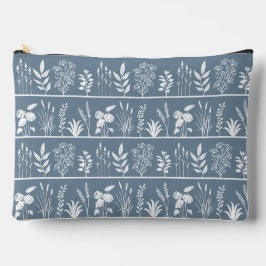 Weiße und blaue verfeinerte Naturgartenflora Zubehörtasche