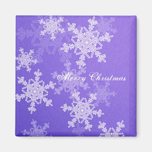 Weiße und blaue Weihnachtsschneeflocken Magnet (Vorne)