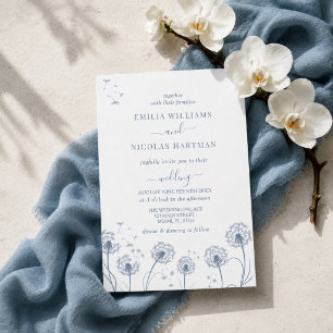 Weiße und blaue Wildblume Boho Wedding Einladung