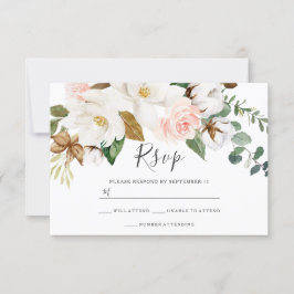 Weiße und blütige Blütenpracht während der Hochzei RSVP Karte