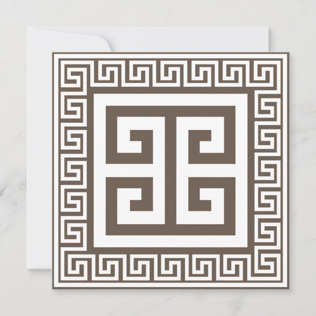 Weiße und braune Designkarte mit griechischem Schl (Vorderseite)