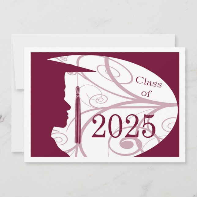 Weiße und Burgund Mann Silhouette 2025 Karte (Vorderseite)