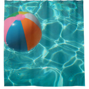 Weiße und farbenfrohe Beachball Duschvorhang