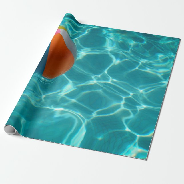 Weiße und farbenfrohe Beachball Geschenkpapier (Ungerollt)