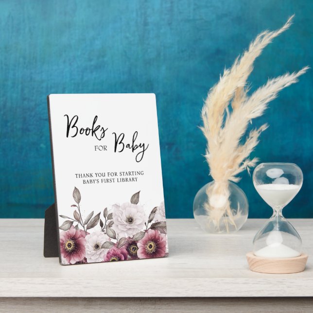 Weiße und florale Bücher für Babysignatur Fotoplatte (Seite)