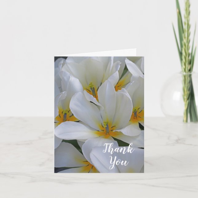 Weiße und gelbe Blumen Danke Karte (Vorderseite)