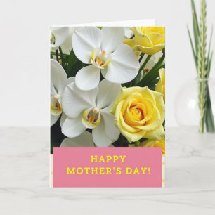 Weiße und gelbe Blumenkarte Karte