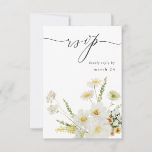 Weiße und gelbe Blüte Mahlzeit UAWG 2 RSVP Karte
