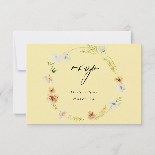 Weiße und gelbe Blüte UAWG - Gelb RSVP Karte (Vorderseite)