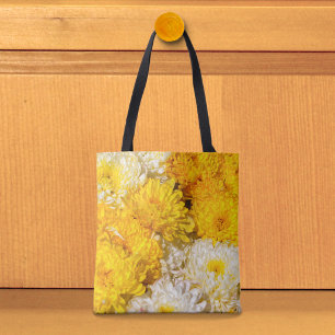 Weiße und gelbe Chrysanthemen-Tragetasche Tasche