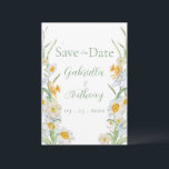 Weiße und gelbe Daffodische Blumenschrift Save The Date<br><div class="desc">Hübsche, gelbe und weiße, duftende, blumengeschmückte, weiche Aquarelltöne sind perfekt für die Hochzeitsfeier im Frühjahr und Sommer "Save the Date". Koordination grüner Schriften und Typografie. Passen Sie Ihre Wünsche an. Klicken Sie zum Anpassen auf den Link "Weitere Anpassung" und verwenden Sie das Entwurfstool, um Änderungen vorzunehmen. Viele verschiedene Papiersorten sowie...</div>