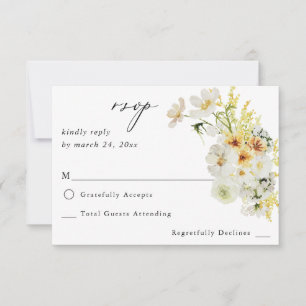 Weiße und gelbe Flora ng UAWG RSVP Karte