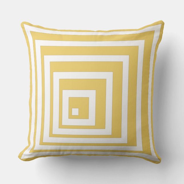 Weiße und gelbe geometrische Ecke Pattern-Kissenfo Kissen (Vorderseite)