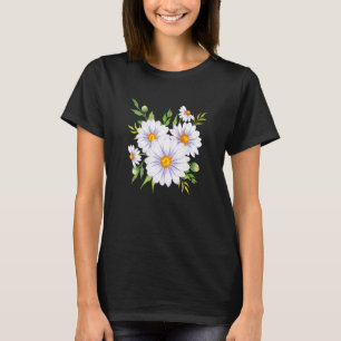 Weiße und gelbe Herz-Gänseblümchen-Blumen-Garten T-Shirt
