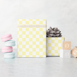 Weiße und gelbe Schachbrett-Wrap-Rolle Geschenkpapier