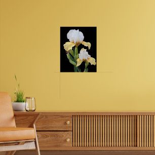 Weiße und gelbe Schwertlilien-Blumen Poster