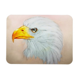 Weiße und gelbe Tierkunst, Foto Magnet - Adler
