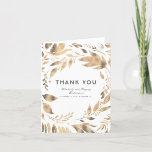 Weiße und goldene Blätter Lorbeer Hochzeit Danke