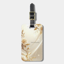 Weiße und goldene Blumen-Gepäckanhänger