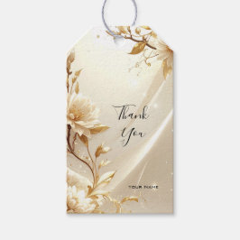 Weiße und goldene Blumen-Geschenkkarte Geschenkanhänger