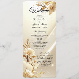 Weiße und goldene Blumen Hochzeitsprogramm Programm