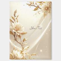 Weiße und goldene Blumen Magnet