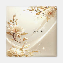Weiße und goldene Blumen Magnet