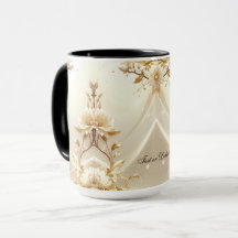 Weiße und goldene Blumen-Tasse