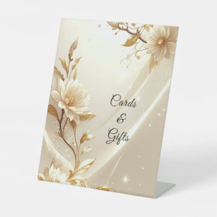 Weiße und goldene Blumen-Tischschilder Sockelschild