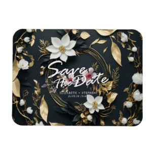 Weiße und goldene blumenreiche Hochzeit retten das Magnet