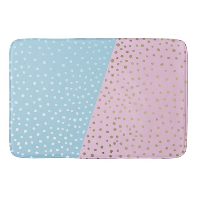 Weiße und goldene Bronze-Dot-Muster Bath Mat Badematte (Vorderseite)