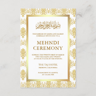 Weiße und goldene Damast islamische muslimische Me Begleitkarte