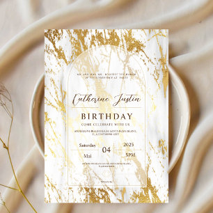 weiße und goldene elegante Luxus-Chic-Marmor-Party Einladung
