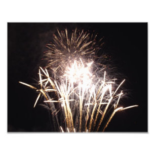 Weiße und goldene Feuerwerke I Patriotische Feier Fotodruck