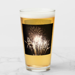 Weiße und goldene Feuerwerke I Patriotische Feier Glas