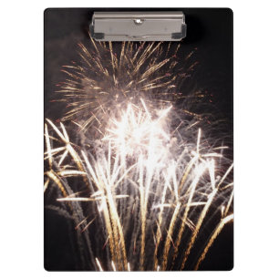 Weiße und goldene Feuerwerke I Patriotische Feier Klemmbrett