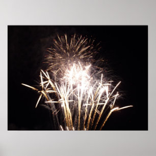 Weiße und goldene Feuerwerke I Patriotische Feier Poster