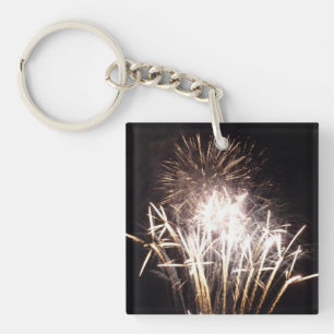 Weiße und goldene Feuerwerke I Patriotische Feier Schlüsselanhänger
