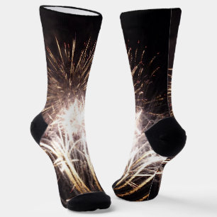 Weiße und goldene Feuerwerke I Patriotische Feier Socken