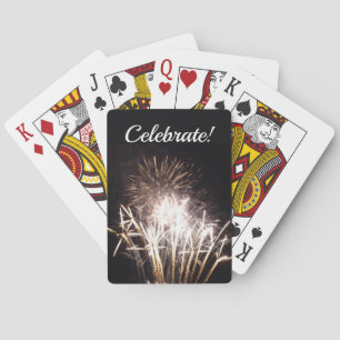Weiße und goldene Feuerwerke I Patriotische Feier Spielkarten